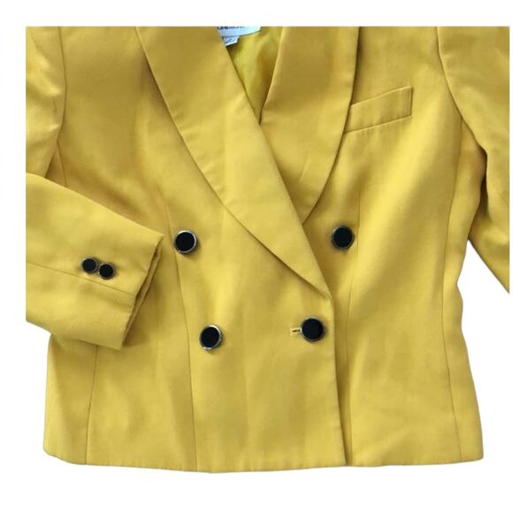 Vintage PETITE SOPHISTICATE yellow double breasted blazer size 2 - Picture 5 of 12